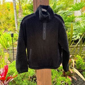 ATHLETA black half zip thick fleece pullover with pockets